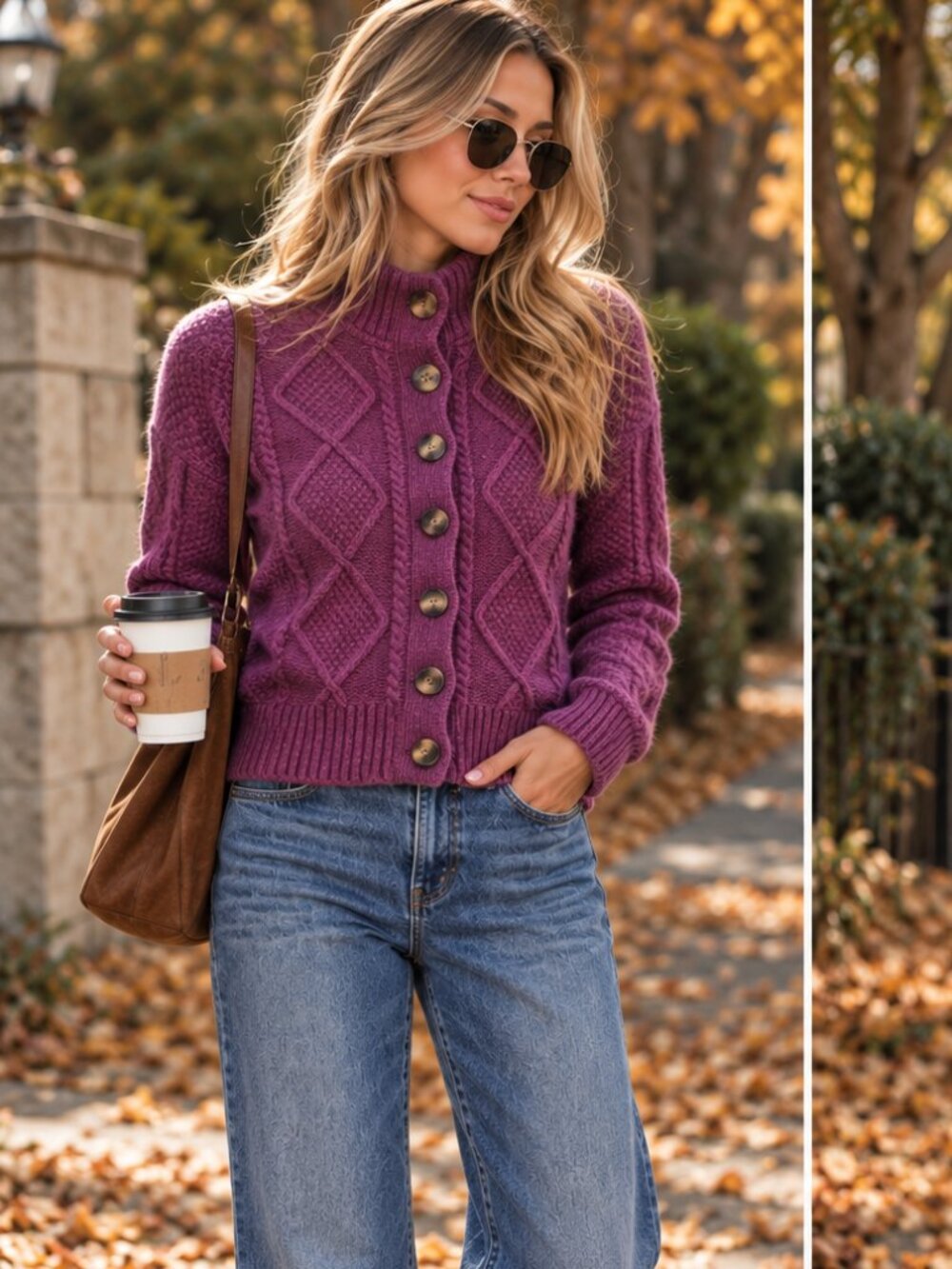 L.L.Bean Purple Extra-Fine Merino Wool Cardigan Sweater XS